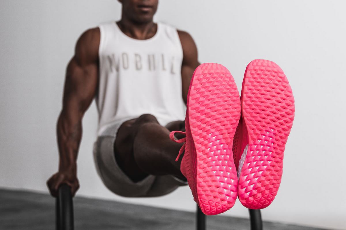 Nobull Neon Knit Runner Men's Running Shoes Pink | Australia (FH8240)